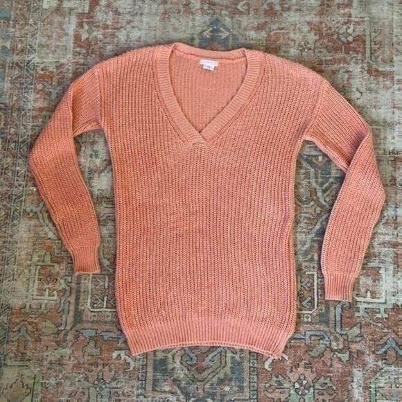 Cooperative Peach Oversized V-neck Sweater - Small - Picture 2 of 6